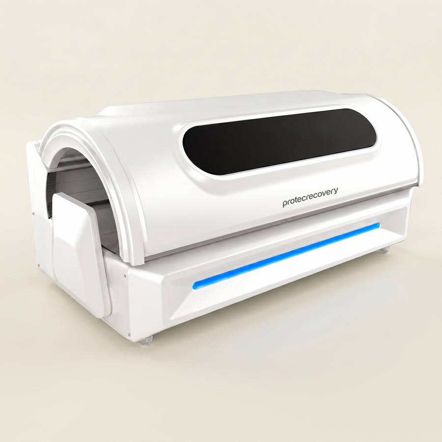 LumaBed full-body red light therapy bed, white, left side view