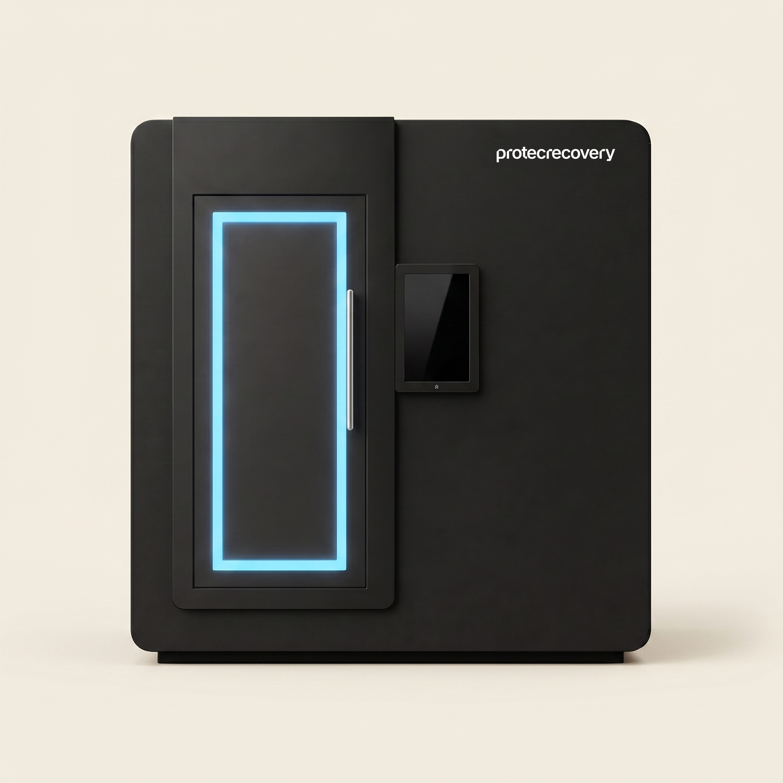 Kelvin 110 whole-body cryotherapy chamber, matte black, front view