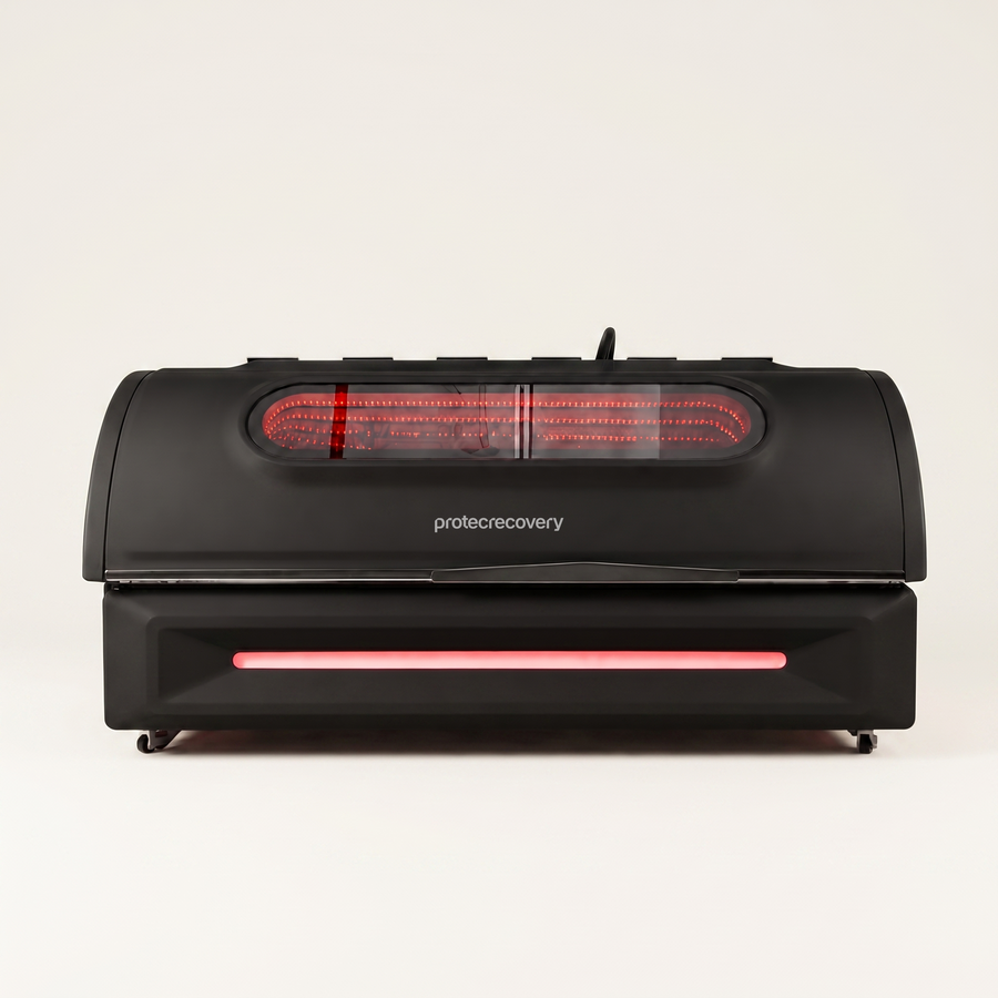 LumaBed full-body red light therapy bed, black, front view