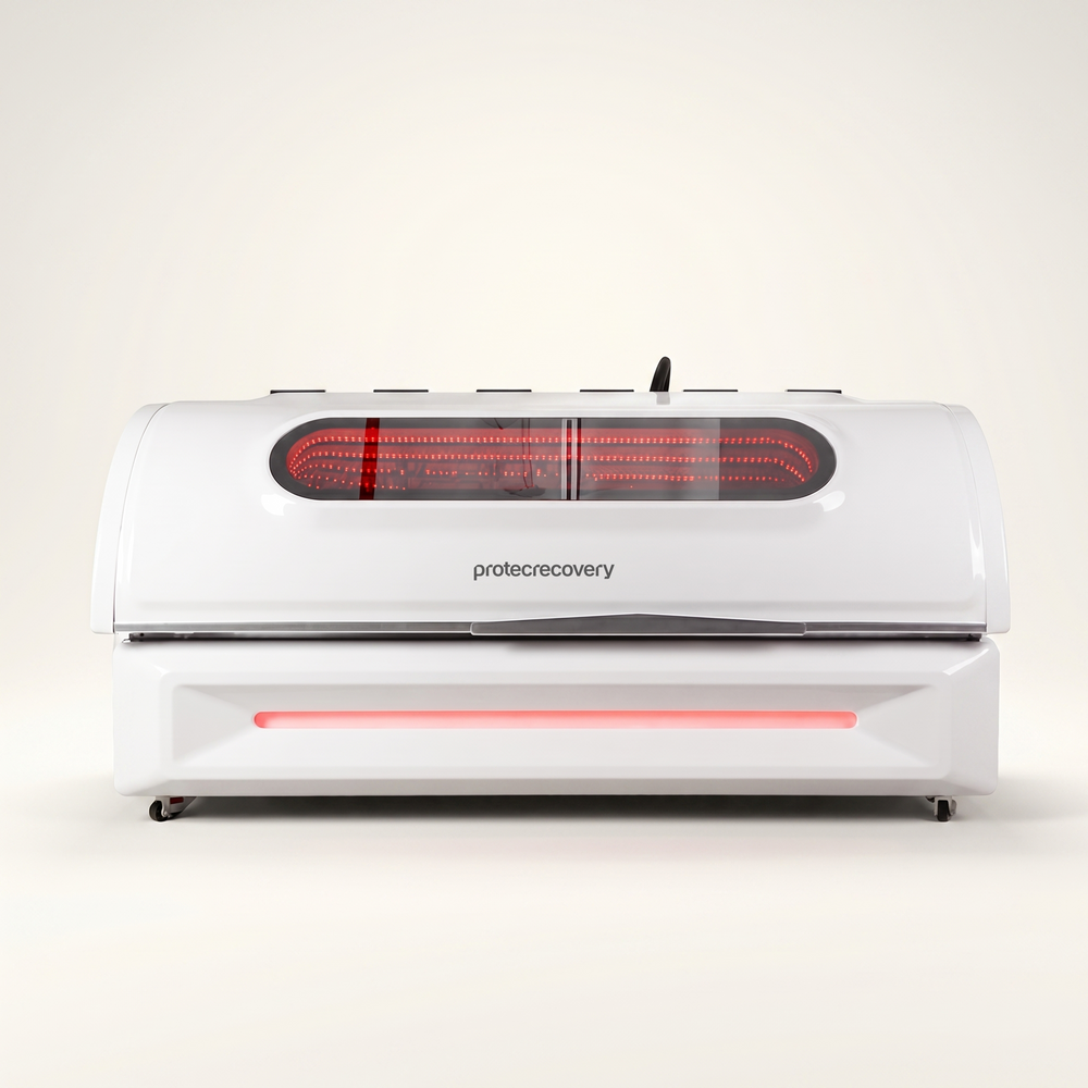 LumaBed full-body red light therapy bed, white, front view